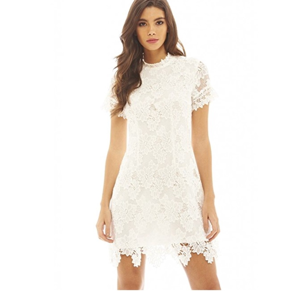 High neck white lacy AX Paris dress